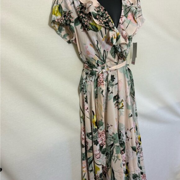 Y-13 DN Designs NWT Pink Floral Ruffled Shirt Sleeve High Low Dress Size 10 - Picture 5 of 15